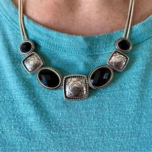 Silver and Black Statement Necklace